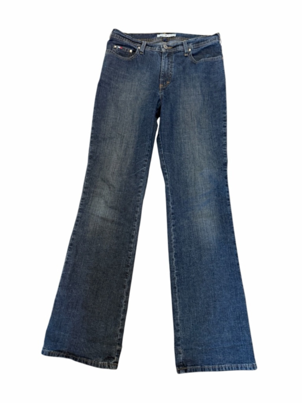 Tommy Hilfiger Flare Jeans Size 8 Dark Wash Bootcut Y2K Denim Jeans - Picture 2 of 10